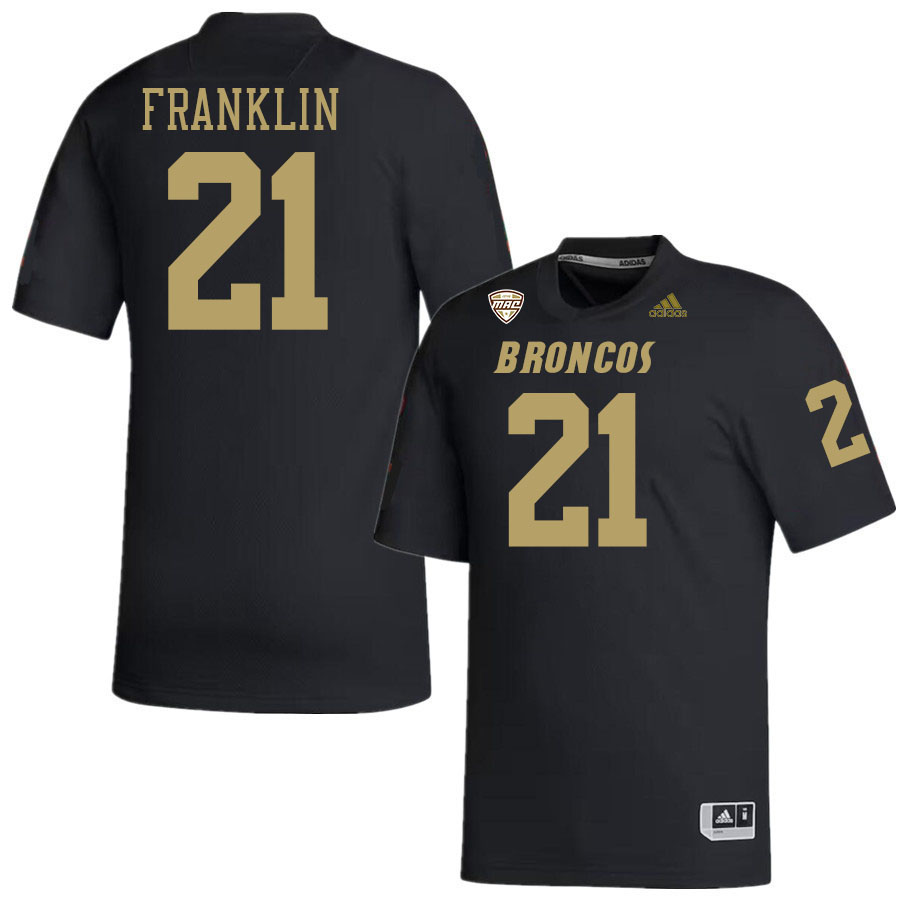 #21 Josh Franklin Western Michigan Broncos College Football Jerseys Stitched-Black